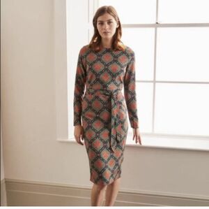 BODEN Harriet Ornate Bloom Paisley Unique Geometric Print Lined Dress(2)Petite